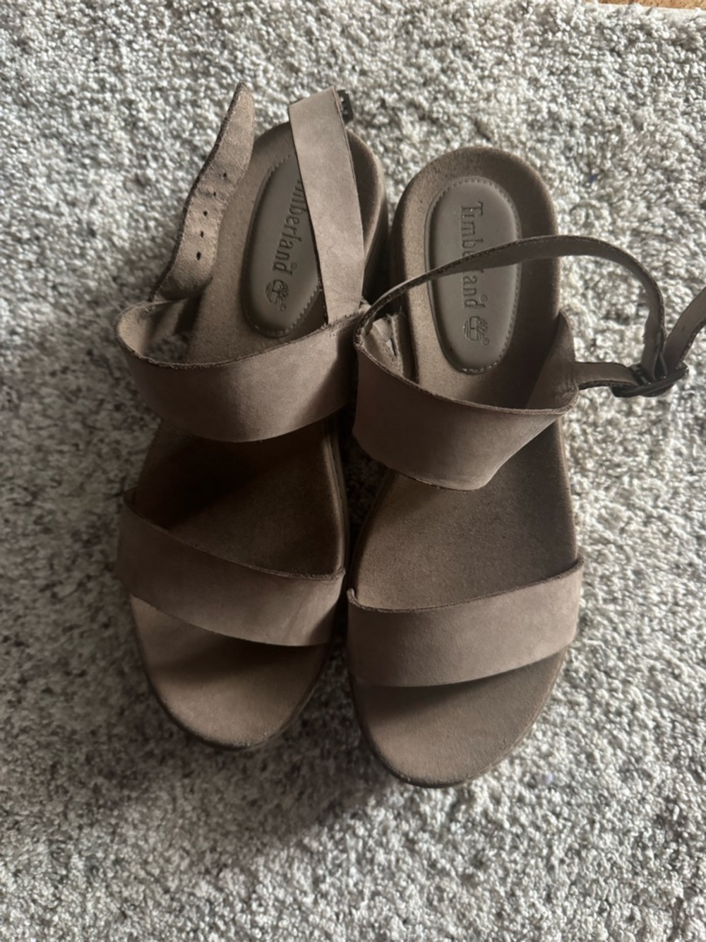 Timberland Women’s Taupe Suede Strappy Platform Sandals